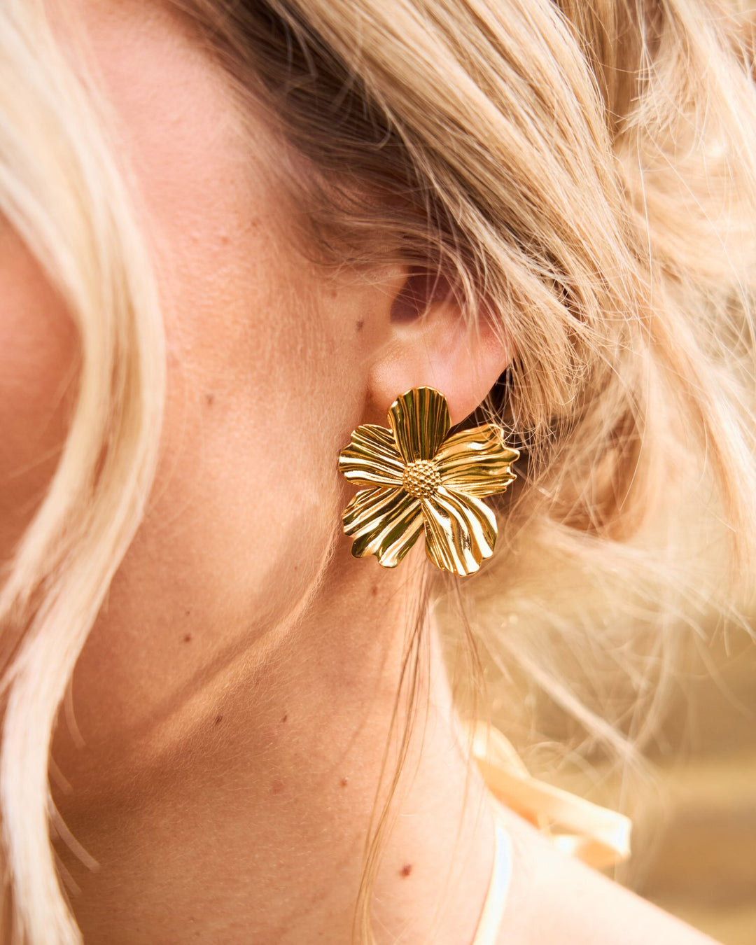 Katie Loxton: Floramour Oversized Gold Earrings - B Social Boutique