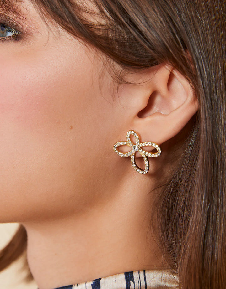 Spartina 449: Louise Flower Earrings - Crystal - B Social Boutique