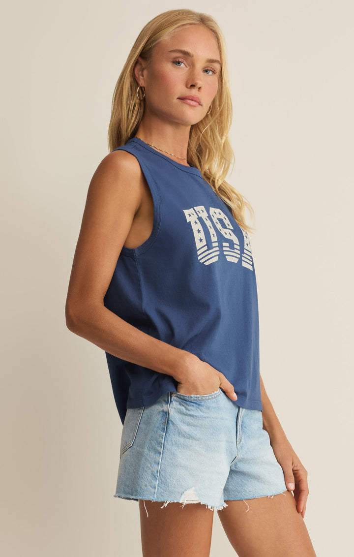 Z Supply: Stars and Stripes Muscle Tank-  True Navy