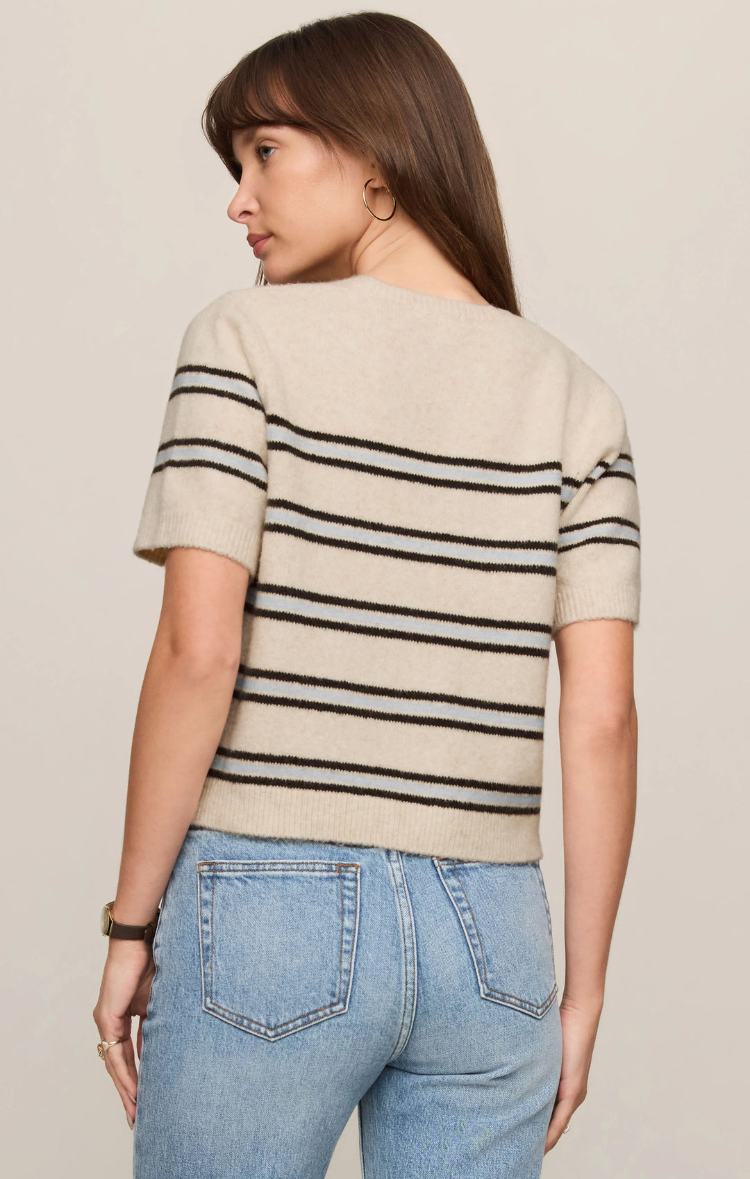 Z Supply: Gatewood Stripe Sweater Tee - Light Oatmeal Heather