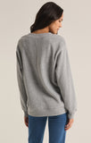 Z Supply: Off the Clock Cozy V-Neck Sweatshirt: Classic Heather Grey