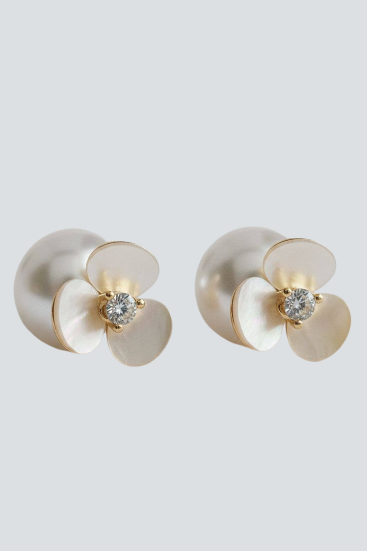 Shell Blossom Pearl Drop Earrings