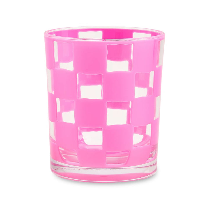 MacKenzie Childs: Pink Check Acrylic Tumblers, Set of 4
