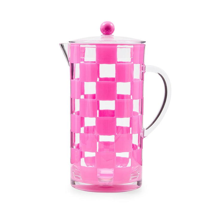 MacKenzie Childs: Pink Check Acrylic Pitcher