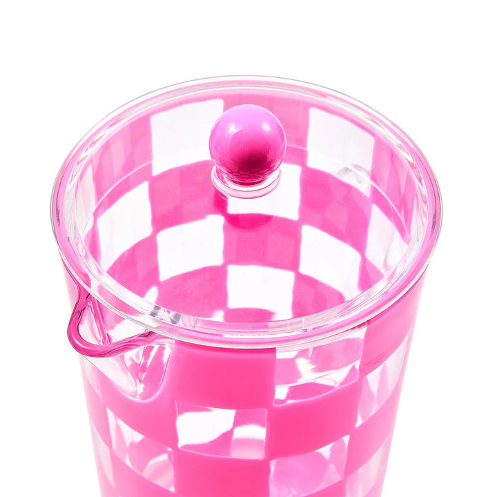 MacKenzie Childs: Pink Check Acrylic Pitcher
