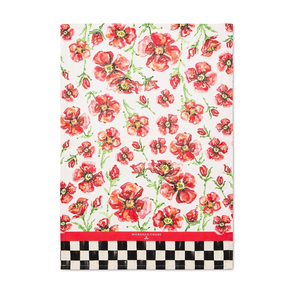 MacKenzie Childs: Red Poppies Printed Dish Towel - B Social Boutique
