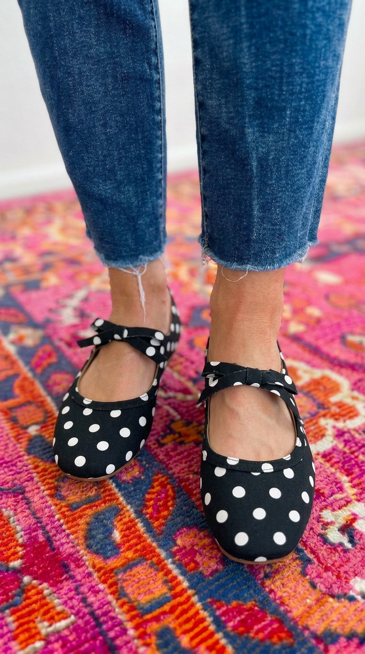 Corkys:  Black White Polka Dots Layover Flats