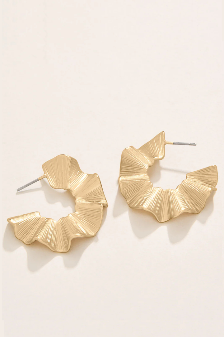 Spartina: Ruffle Hoop Earrings - Gold