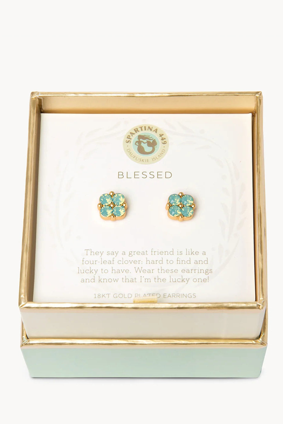 Spartina 449: Sea La Vie Stud Earrings Blessed/Sea Foam Clover