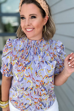 THML: Smocked Multi Color Top - Purple