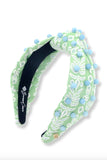 Brianna Cannon: SPA GREEN AND BLUE PALM HEADBAND WITH BEADS