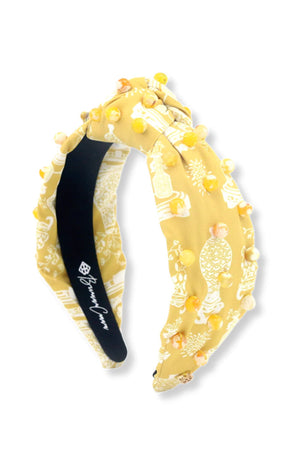Brianna Cannon: GOLDEN JAR PRINT HEADBAND WITH YELLOW AGATE BEADS