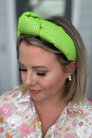 Brianna Cannon: SOLID TWEED + Gold Headband - Lime