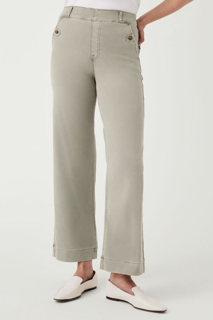 Stretch Twill Cropped Wide Leg Pant - Olive Oil