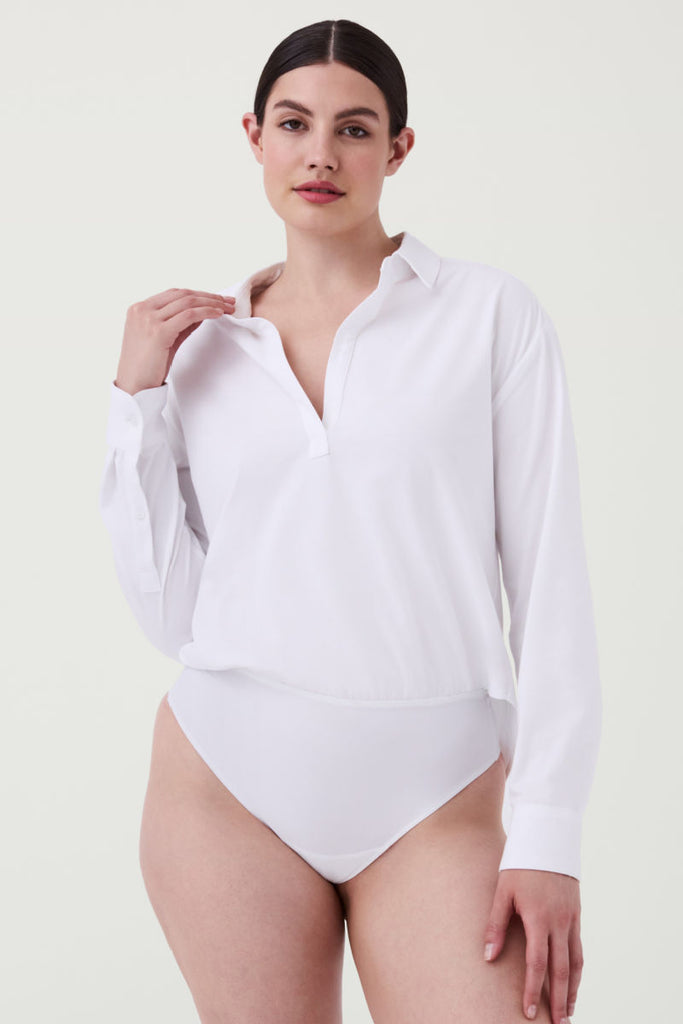 Spanx:The Blouse Bodysuit - Classic White – B Social Boutique