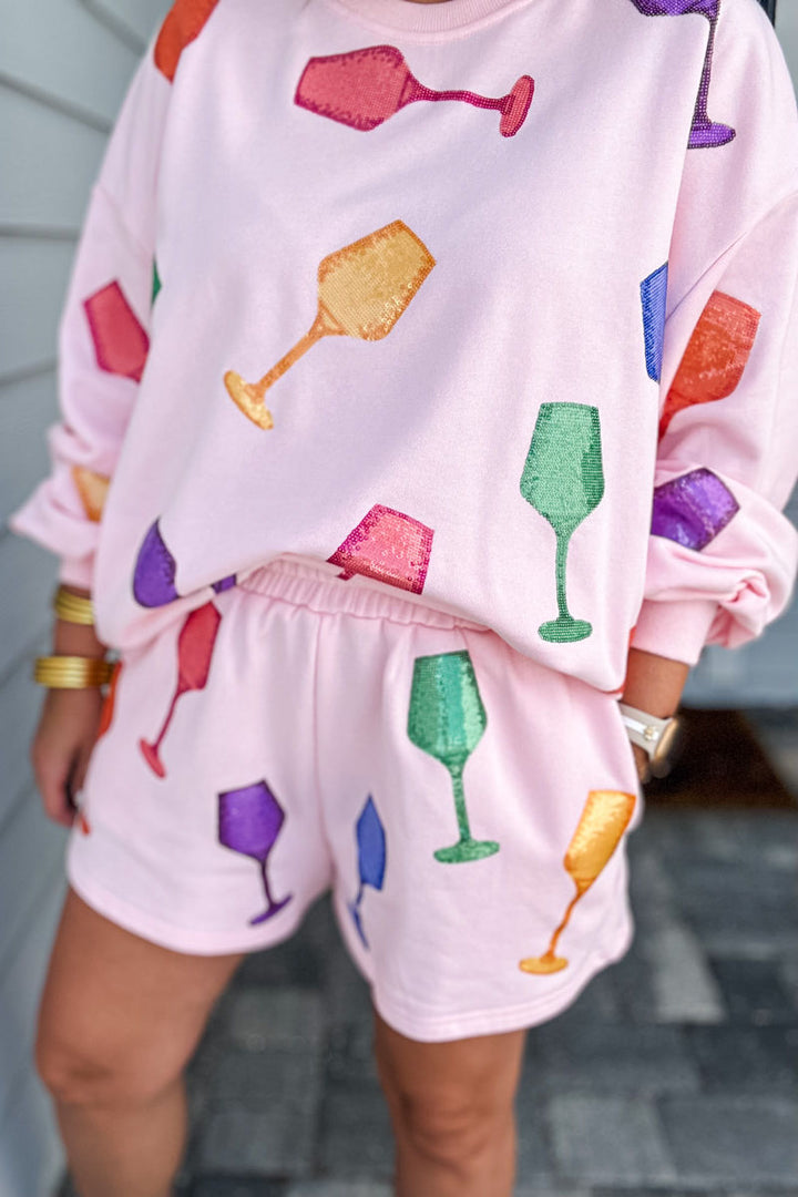 Queen Of Sparkles: Light Pink Wine Glass Short