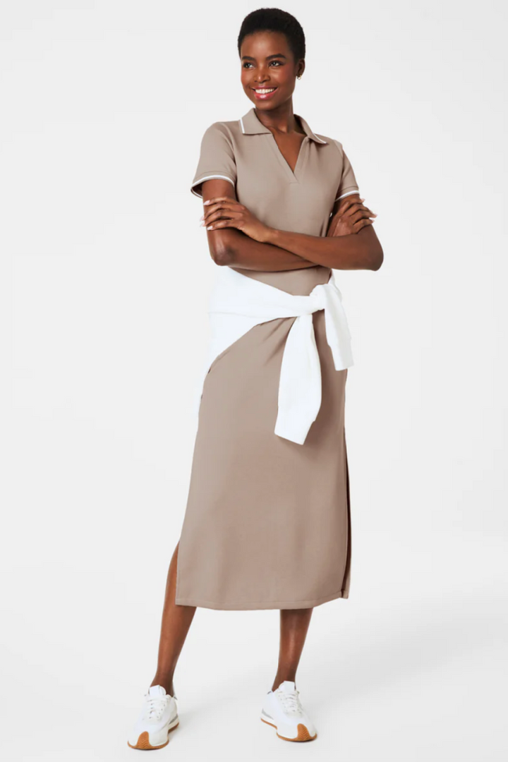 SPANX®:  AirEssentials Pique Polo Midi Dress - Ashwood