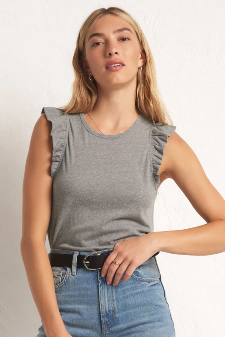 Z Supply: MARIELLE FLUTTER TANK -Classic Heather Grey