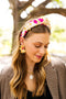 Brianna Cannon: ADULT SIZE PINK, RED & IVORY HEADBAND WITH GOLD BEADS