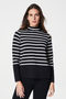 Spanx: Airessentials Mock Neck Stripe Top - Black + White