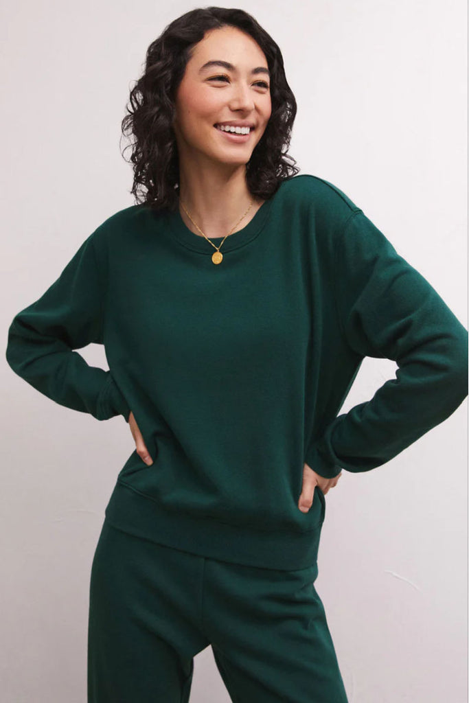 Z Supply: Classic Crew Sweatshirt- Teal Abyss