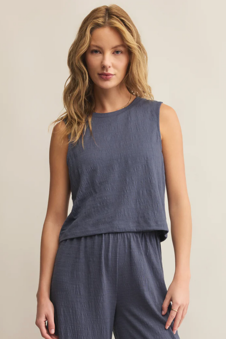 Z Supply: Sloane Textured Slub Tank - Worn Blue