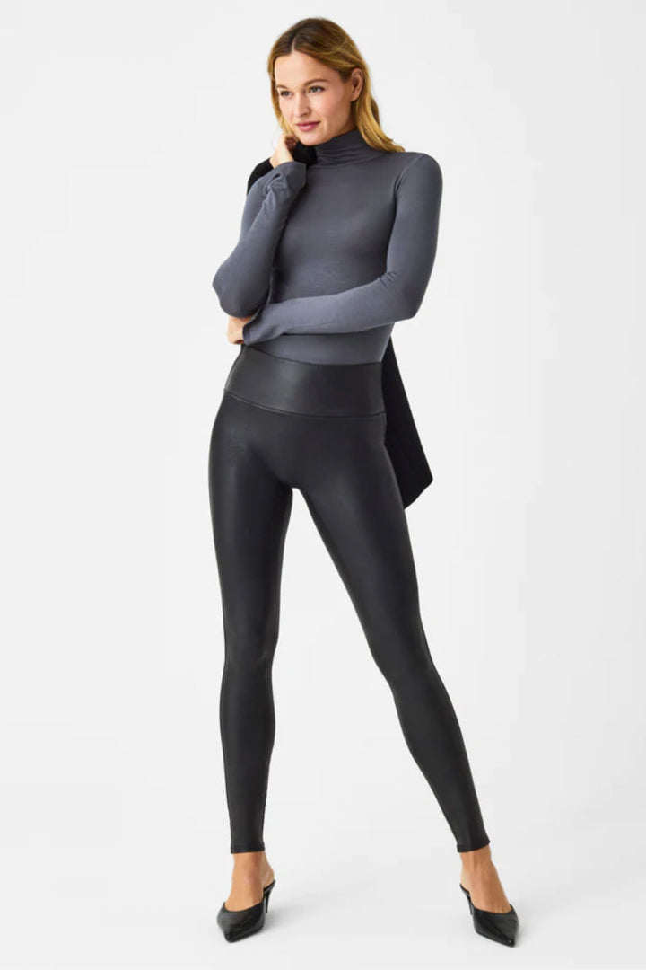 Spanx: Faux Leather Leggings -  Black