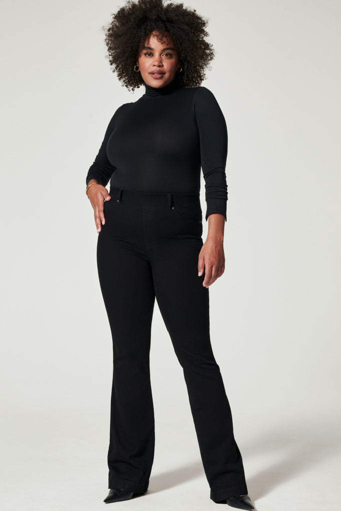 Spanx: Flare Jeans Petite - Clean Black