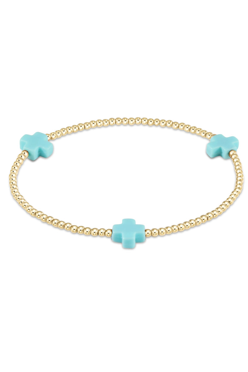 enewton: Signature Cross Gold Pattern 3mm - Turquiose