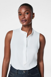 Spanx: Carefree Crepe Popover Blouse - Porcelain