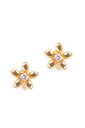Gold & Crystal Flower Earrings