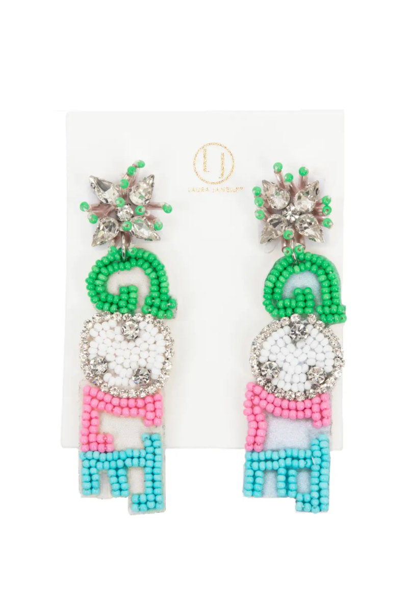 Golf Rhinestone And Beaded Earring