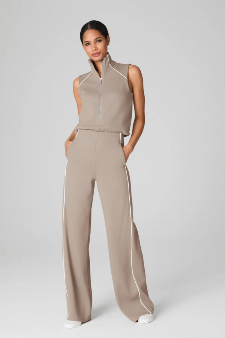 SPANX®:  AirEssentials Pique Sleeveless Mockneck Jumpsuit - Ashwood