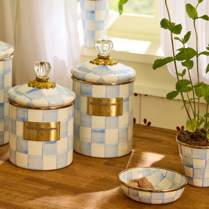 MacKenzie Childs: Sky Check Medium Canister