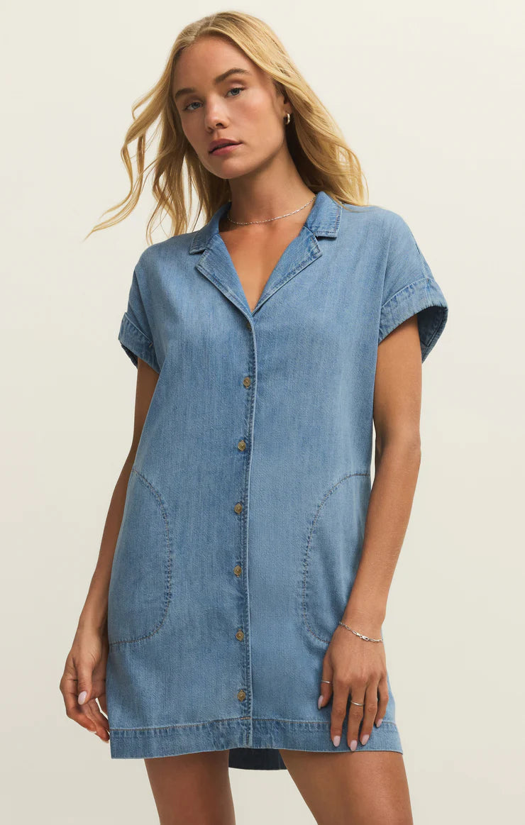 Z-Supply: Spa Denim Mini Dress - Shoreline
