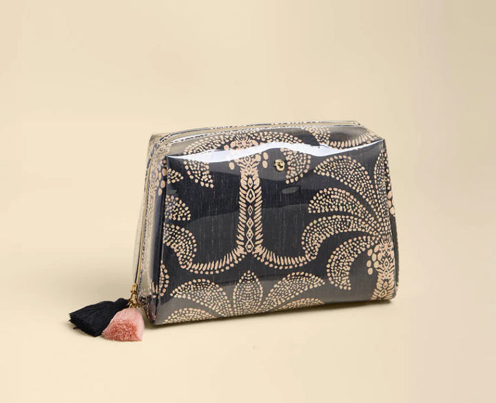 Spartina 449: Large Cosmetic Pouch Bridge Street: Palms Black - B Social Boutique
