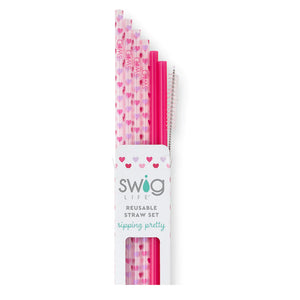 Swig: Falling In Love + Pink Reusable Straw Set