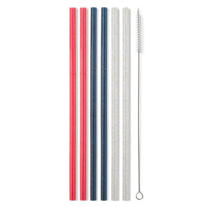 Swig: Red, White & Blue Glitter Reusable Straw Set