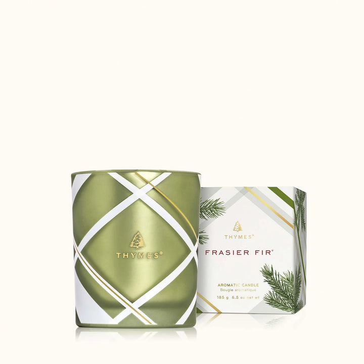 Thymes: Frasier Fir Frosted Plaid 6.5oz Poured Candle