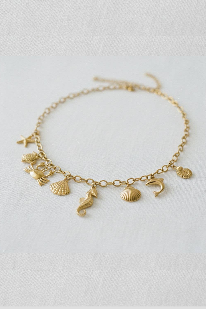 Coastal-Inspired Turtle and Shell Pendant Necklace
