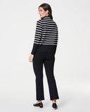 Spanx: Airessentials Mock Neck Stripe Top - Black + White