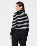 Spanx: Airessentials Mock Neck Stripe Top - Black + White