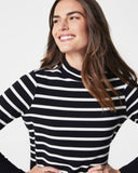 Spanx: Airessentials Mock Neck Stripe Top - Black + White