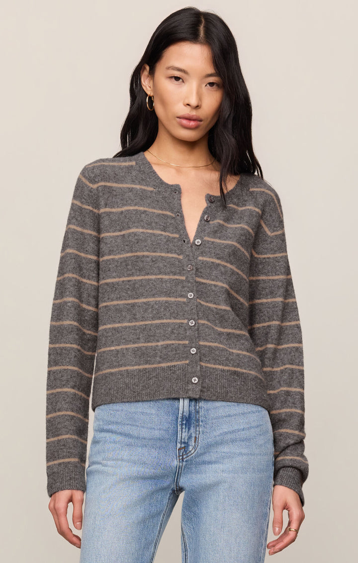 Z Supply: Medina Stripe Cardigan - Charcoal Heather