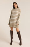 Z Supply: Fin Stripe Sweater Dress-  Heather Taupe