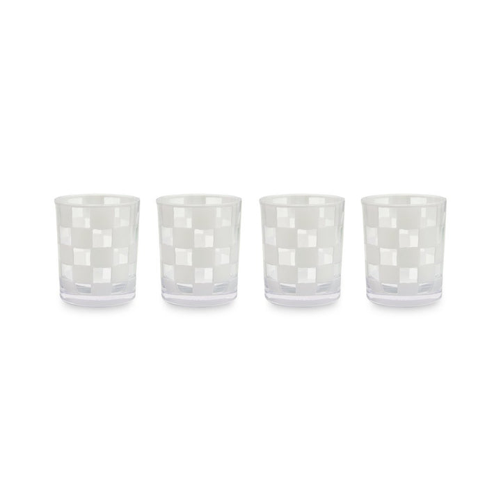 MacKenzie Childs: White Check Acrylic Tumblers, Set of 4