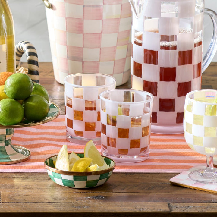 MacKenzie Childs: White Check Acrylic Tumblers, Set of 4