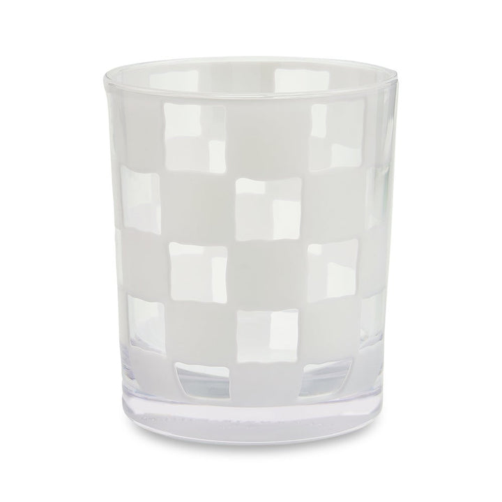 MacKenzie Childs: White Check Acrylic Tumblers, Set of 4