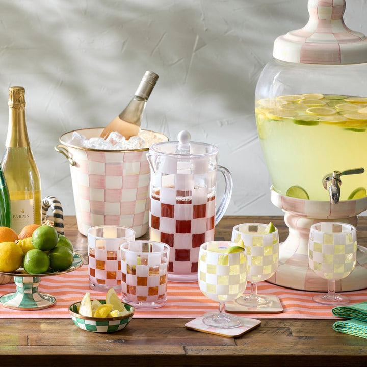 MacKenzie Childs: White Check Acrylic Pitcher