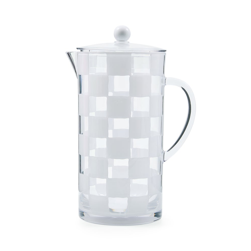 MacKenzie Childs: White Check Acrylic Pitcher